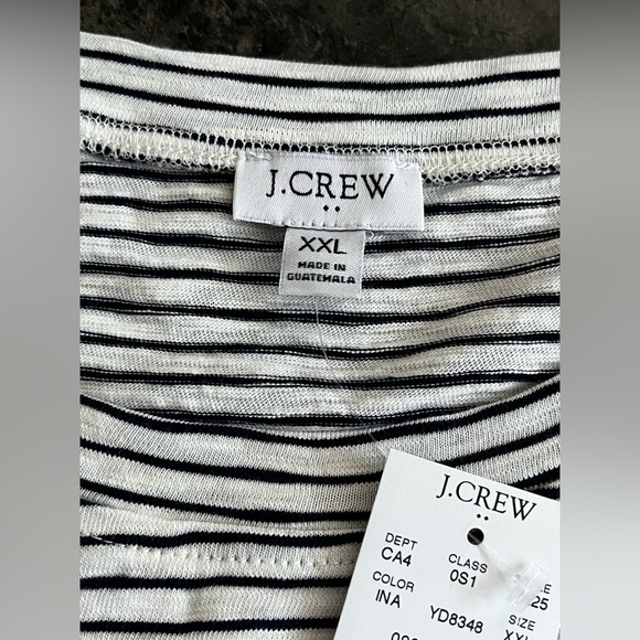 J Crew Women's Striped Tie Waist Mini Shirt Dress 100% Cotton Party Black White - Picture 4 of 6